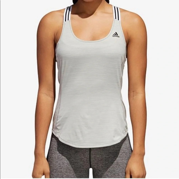 ☀️ADIDAS X Back Striped Strap Gray Workout Tank - Picture 1 of 9